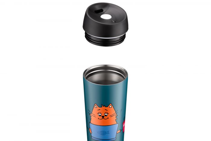 Термокухоль Ardesto Coffee time Red Cat 450 мл, нержавіюча сталь, синій