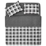 КПБ 1,5сп Ardesto Gloria, підковдра 160х220см, простирадло 160х220см, наволочки (2) 50х70см, 100% бавовна, сатин, клітинка сірий