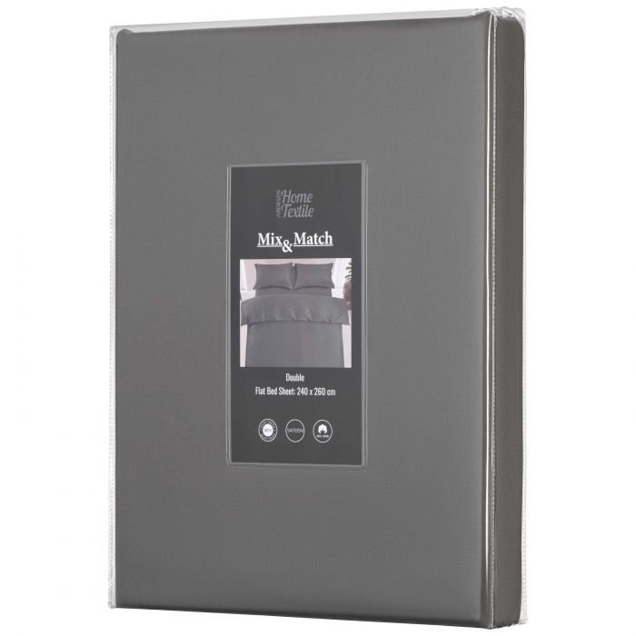Простирадло Ardesto Mix&Match Premium, 240x260см, 100% бавовна, сатин, сірий