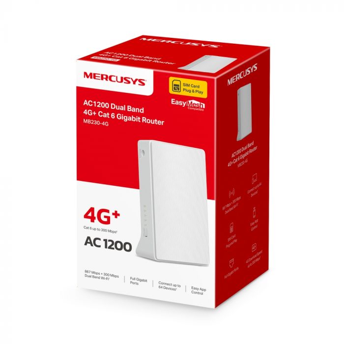 Маршрутизатор MERCUSYS MB230-4G AC1200, 4G/LTE, 1xGE LAN, 1xGE WAN