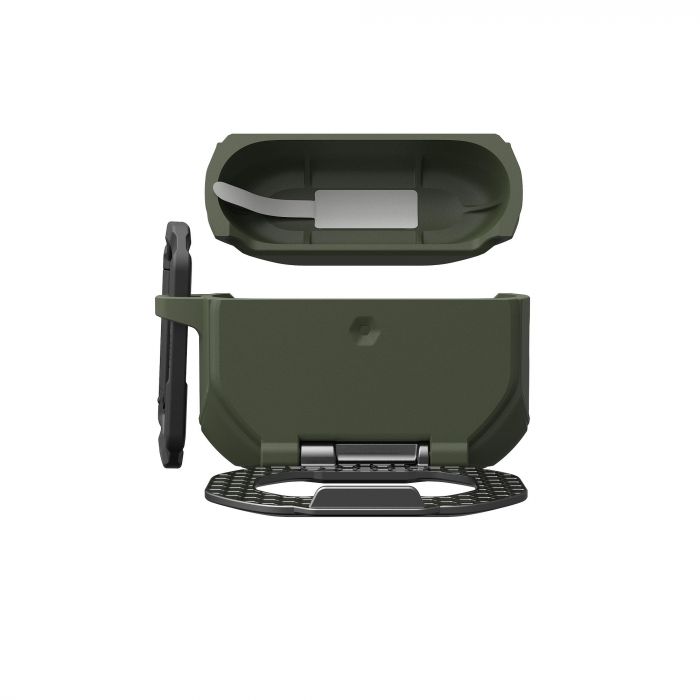 Чохол UAG для AirPods Pro (Gen 3, 2025) with Built-in Phone Stand, Monarch, Olive Drab/Silver