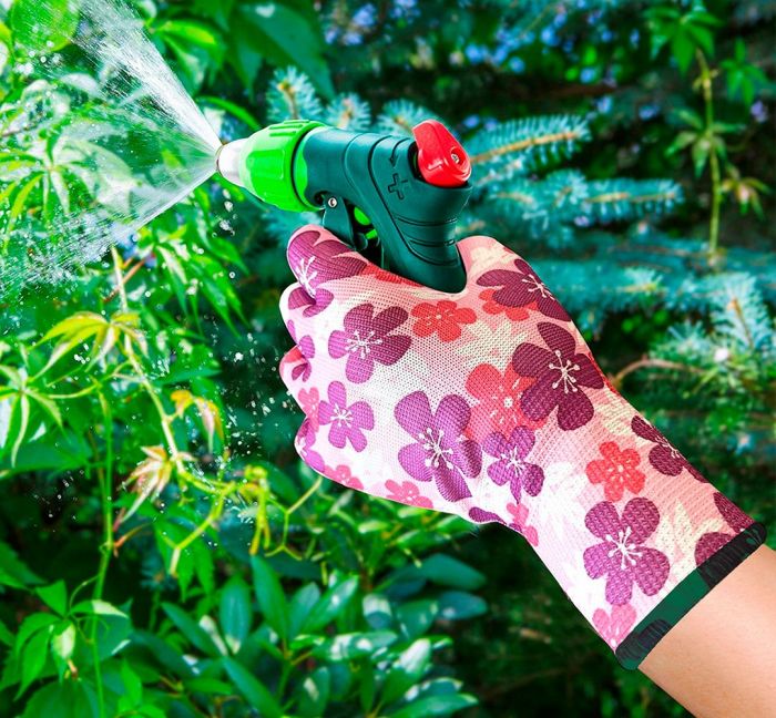 Рукавички робочі Verto, поліестер, р.9, рожевий в квіточку