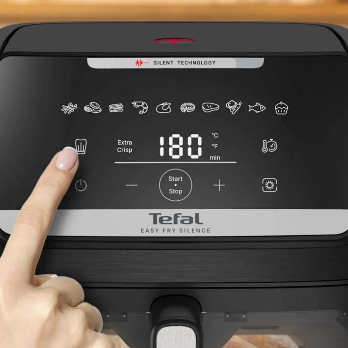 Мультипіч Tefal Easy Fry Silence XXL, 1800Вт, чаша-7, сенсорне керув., 10 програм, з віконцем, пластик, чорний