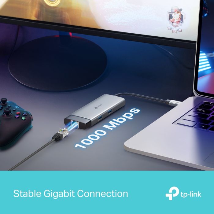 Хаб USB TP-LINK UH6120C USB-A > 2xUSB3.0/1xUSB-C/1xHDMI/1xRJ-45/1xPD 100Wh
