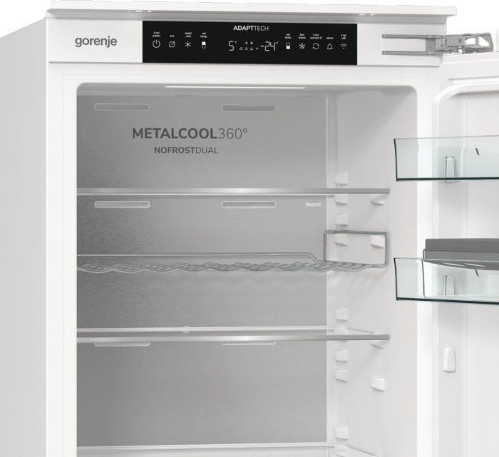 Холодильник Gorenje вбудований з нижн. мороз., 177x54x55см, 2 двері,244(68)л, А+, NF+, Зона св-ті, Диспл, Wi-Fi, Біли