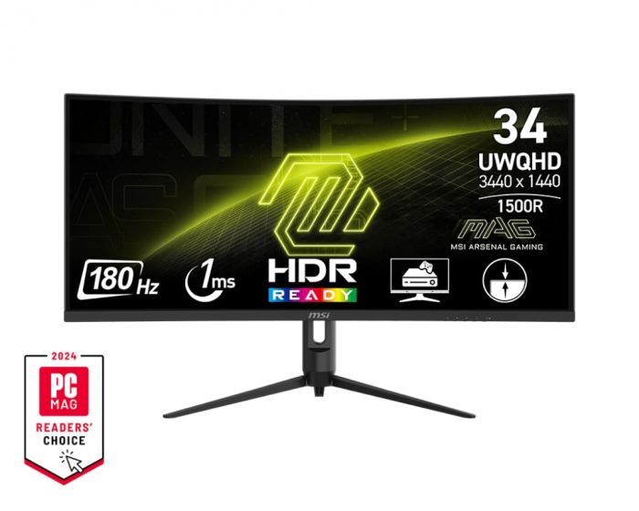 Монітор MSI 34" MAG 342CQR-E2 2xHDMI, DP, Audio, VA, 3440x1440, 21:9, 180Hz, 1ms, sRGB 119%, CURVED, FreeSync, HAS