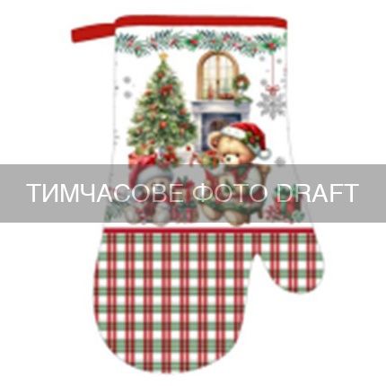 Рукавичка ARDESTO Christmas Bears 18х30см, 100% поліестер (верх), 100% бавовна (низ), зелений