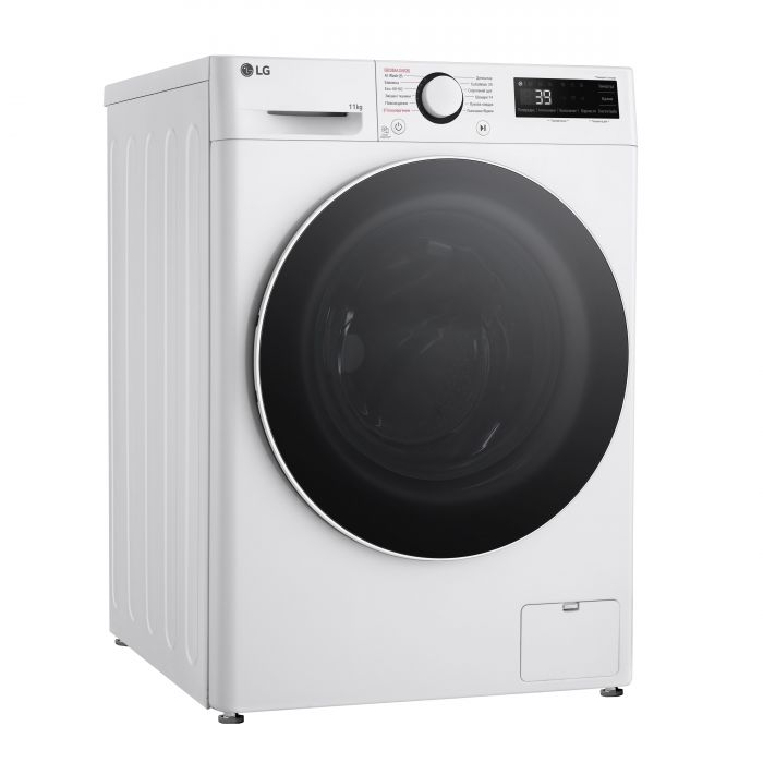 Пральна машина LG фронтальна, 11кг, 1400, A, 57см, дисплей, пара, інвертор, білий