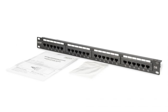 Патч-панель DIGITUS САТ 6 UTP, 19", 1U, 24 порти, зібрана