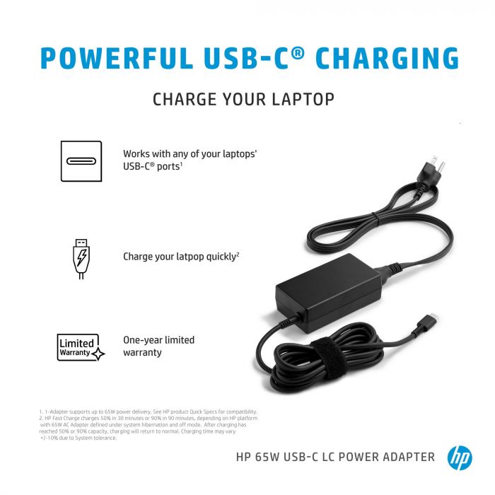 Зарядний пристрій мережевий HP 65W USB-C LC Power Adapter