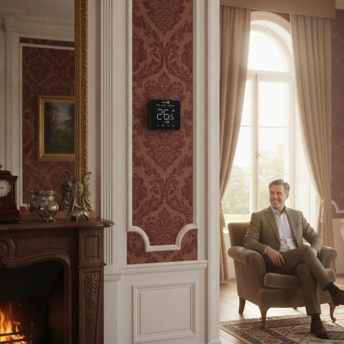 Терморегулятор Veria Control WT45 5...45 °C для теплої підлоги Wi-Fi сенсорний тип датчику повітря + підлога 16A 230В чорний