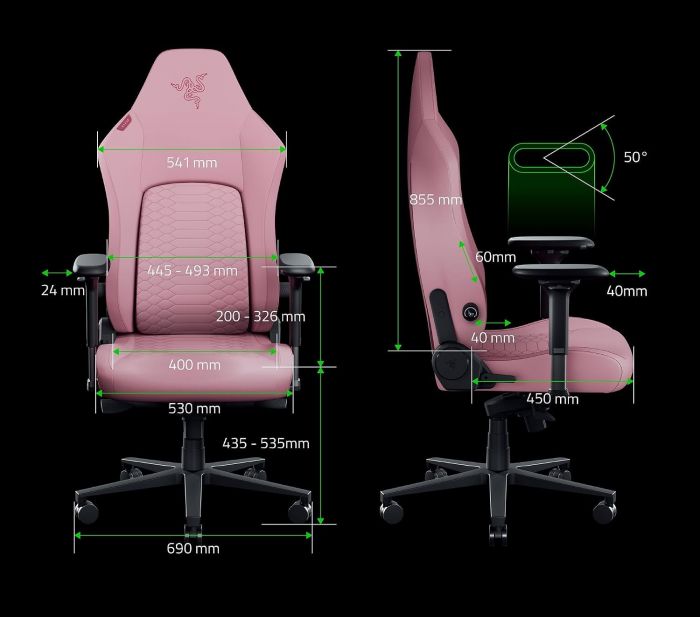 Крісло Razer Iskur V2 NewGen, EPU шкіра з CoolTouch™, 4D-Armrests, quartz