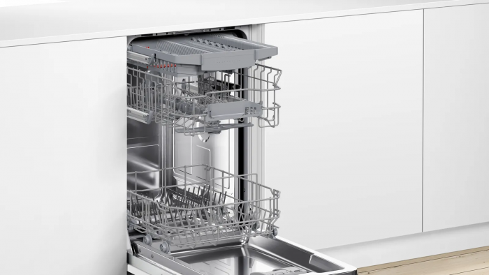 Посудомийна машина Bosch вбудована, 10компл., D, 45см, дисплей, 3й кошик, білий