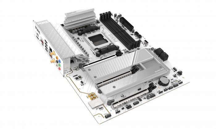 Материнcька плата SAPPHIRE PURE B850A WIFI7 sAM5 B850 4xDDR5 M.2 HDMI DP WiFi BT ATX білий