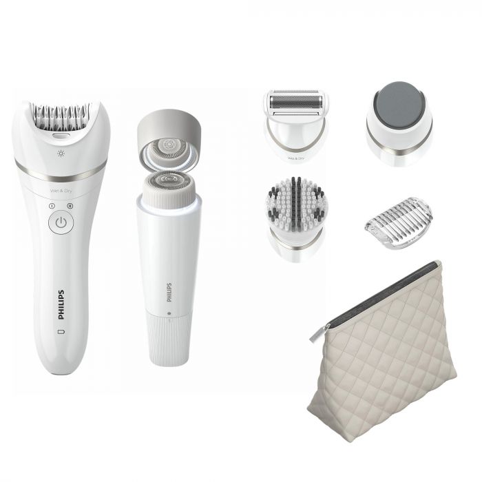 Епілятор Philips Series 9000 дисковий, аккумул., пінцет.-32, волог.+сух., насадок-6, футляр, білий