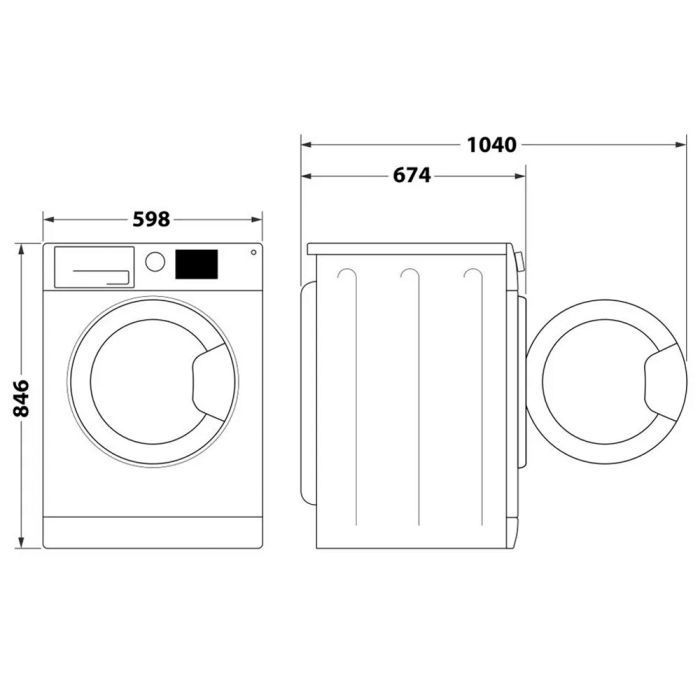 Сушильна машина Whirlpool тепловий насос, 9кг, A+++, 60см, дисплей, люк чорний, білий