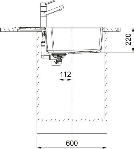 Мийка кухонна Franke Urban, фраграніт, прямокутник, з крилом, 780х500х220мм, чаша - 1, врізна, оборотна, UBG 611-78 XL, чорний матовий