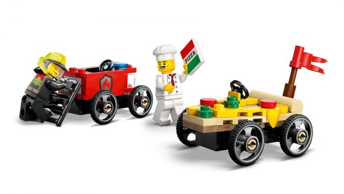 Конструктор LEGO City «Піца-авто проти пожежної машини» Набір перегонів