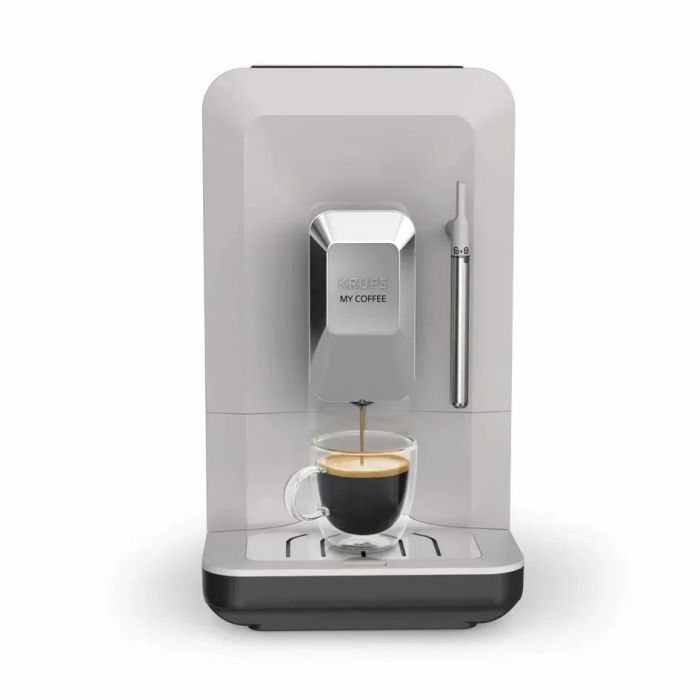 Кавомашина Krups My Coffee+ 1.5л, зерно, ОLED дисплей, авторецептів - 3, метал, сірий