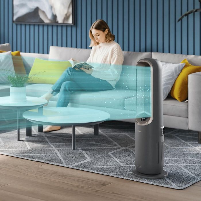 Кліматичний комплекс Philips Air Performer 9000, 48м2, 185м3/год, пулт ДУ, HEPA +вугільний фільтр + попередній, очистка, нагріз, зволоження повітря, сірий