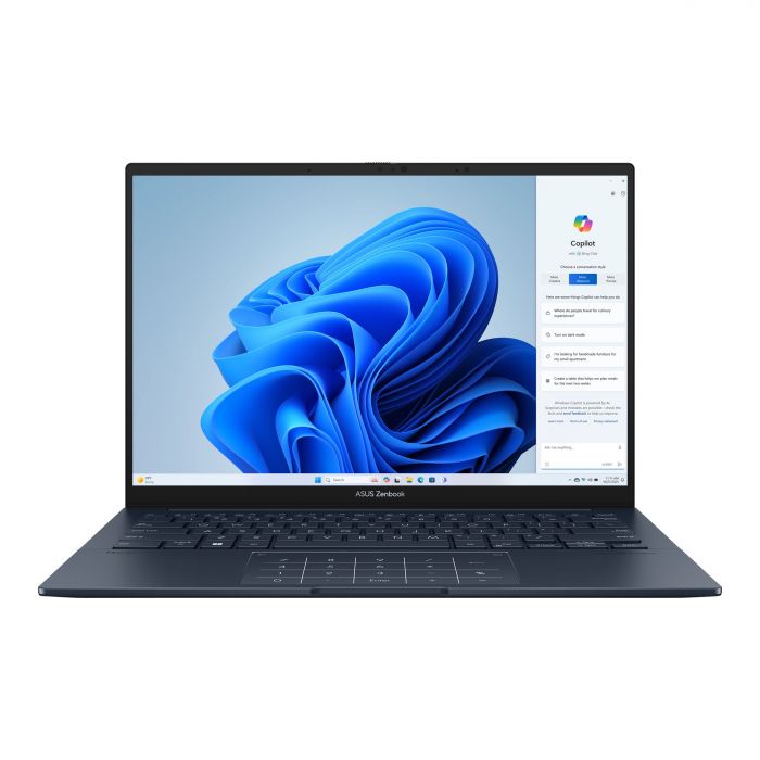 Ноутбук ASUS Zenbook 14 UX3405CA-ST1261 14" 3K OLED, Intel Ultra 5 225H, 32GB, F1TB, UMA, NoOS, Блакитний