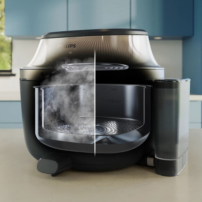 Мультипіч Philips Series 5000 OVI SteamFry 2000Вт, чаша-7.2л, сенсорне управл., 12 авто. програм, аксесуари, пластик, чорний