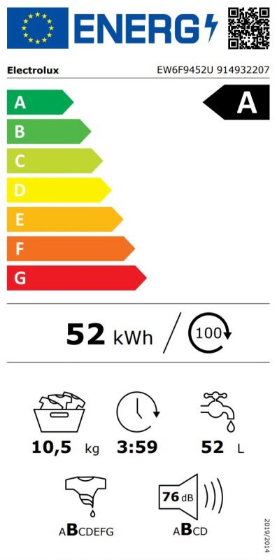 Пральна машина Electrolux фронтальна, 10.5кг, 1400, A, 66см, дисплей, пара, інвертор, білий