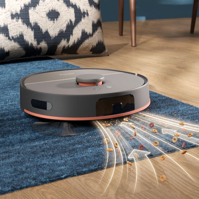 Робот-пилосос Philips Series 5000, h=29.2см, вологе прибирання, конт пил -0.26л, вода -0.27л, автон. робота до 200хв, EPA 10, чорний