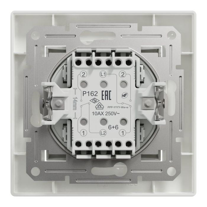 Перемикач 2-клавішний Schneider Electric, Asfora (білий, самозажимний)