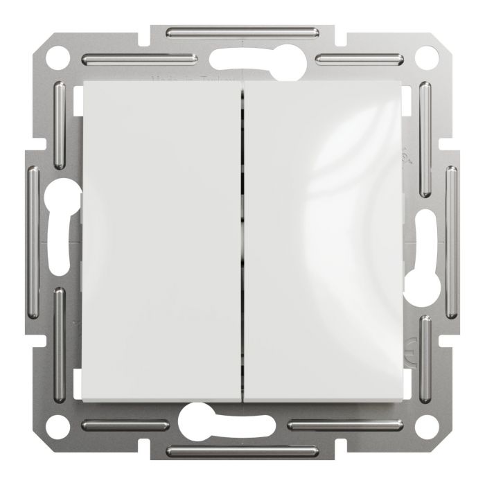 Перемикач 2-клавішний Schneider Electric, Asfora (білий, без рамки)
