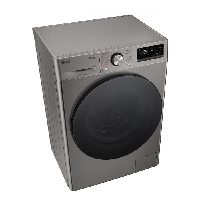 Пральна машина LG фронтальна, 9кг, 1200, A, 48см, дисплей, пара, інвертор, сріблястий