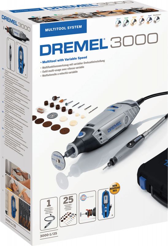 Шліфмашина шліфувально-гравірувальна Dremel 3000-1/25 130Вт 10000-33000об·хв 25 насадок кейс 0.55кг