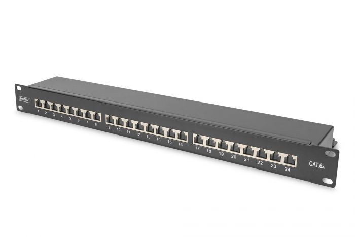 Патч-панель DIGITUS CАТ 6А STP, 19", 1U, 24 порти, зібрана, чорна