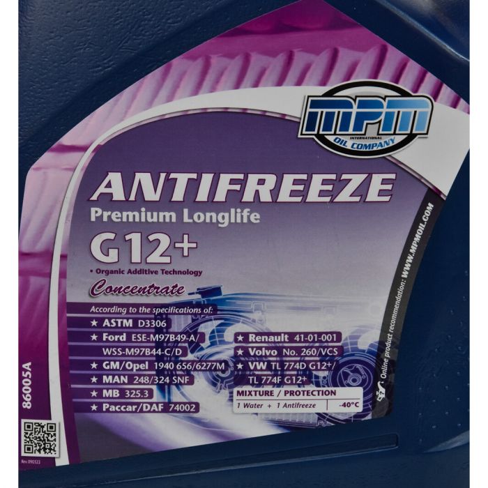Антифриз MPM Premium Longlife G-12+ концентрат червоний -80°C 5л (86005A)