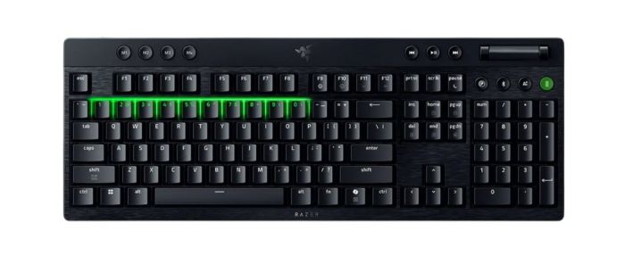 Клавіатура механічна Razer BlackWidow V4 Low-profile HyperSpeed, 104key, Green Switch, USB-A/WL/BT, EN, RGB, чорний