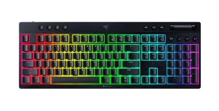 Клавіатура механічна Razer BlackWidow V4 Low-profile HyperSpeed, 104key, Green Switch, USB-A/WL/BT, EN, RGB, чорний