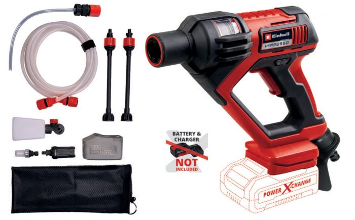 Мийка акумуляторна Einhell HYPRESSO 18/24-1 Li - Solo, PXC, 18В, до 24 бар, 240 л/хв, самовсмоктування, 2.1 кг (без АКБ і ЗП)