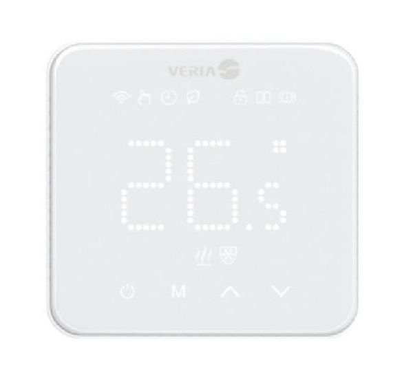 Терморегулятор Veria Control WT45 5...45 °C для теплої підлоги Wi-Fi сенсорний тип датчику повітря + підлога 16A 230В білий