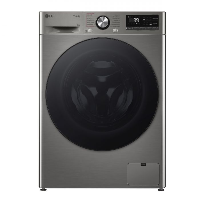Пральна машина LG фронтальна, 9кг, 1200, A, 48см, дисплей, пара, інвертор, сріблястий