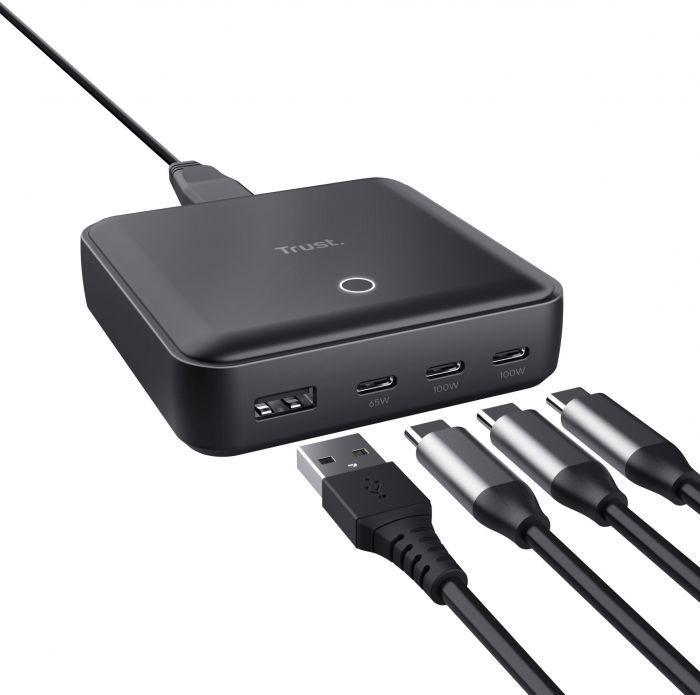 Зарядний пристрій мережевий Trust Maxo 100Вт, 3xUSB-C/USB-A ,PD, чорний