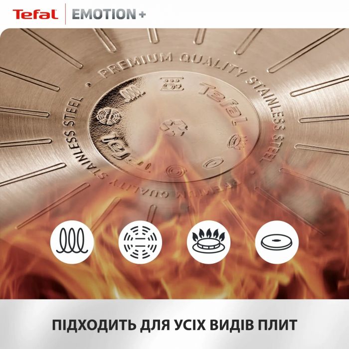 Сковорода для млинців Tefal Emotion+, 25см, нержавіюча сталь, бакеліт, чорний