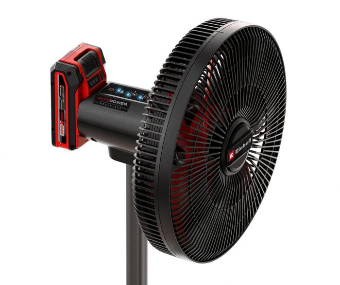 Вентилятор акумуляторний Einhell GC-CF 18/110 Li - Solo, PXC, 18В, безщітковий, підлоговий, діам. 320 мм, 15 км/год, 3 режими, таймер, 3.4 кг (без АКБ і ЗП)