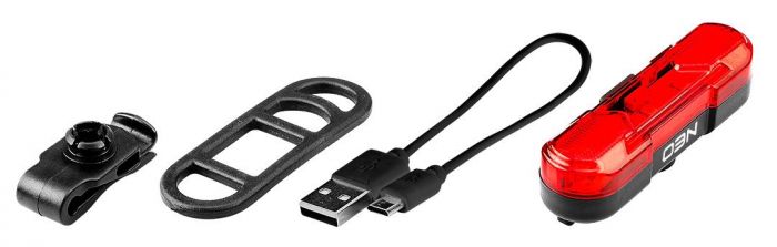 Ліхтар велосипедний Neo Tools задній, 30 люмен, 3Вт, USB, 210мА·год, 4 функцій освітлення, функція STOP, IPX4