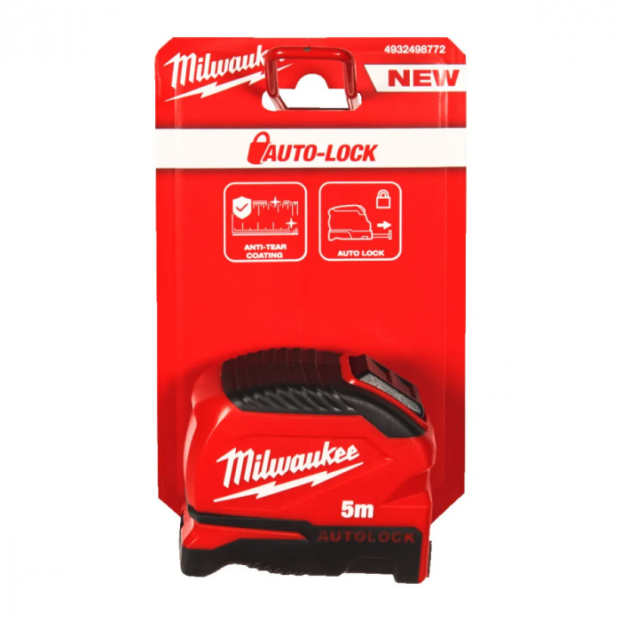 Рулетка Milwaukee Tape Measure Autolock, 5мх25мм, з фіксатором змотування, АБС-пластик