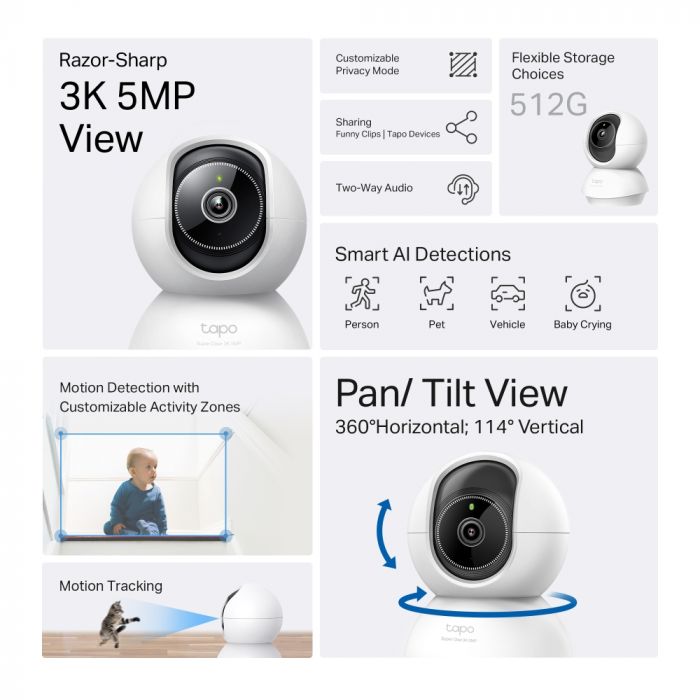 IP-Камера TP-LINK Tapo C230 3MP N300 microSD motion detection 360° mic