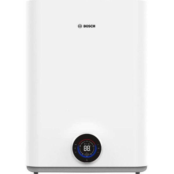 Водонагрівач електр. BOSCH плаский слім Tronic 5500iT, 80л, 1.5кВт, ун. монтаж, електр. кер-ння, Wi-Fi, B, білий