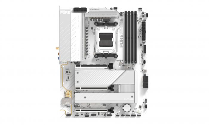 Материнcька плата SAPPHIRE PURE B850A WIFI7 sAM5 B850 4xDDR5 M.2 HDMI DP WiFi BT ATX білий