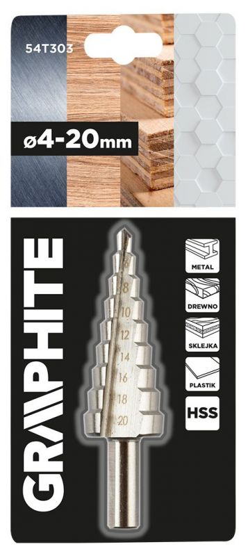 Свердло по металу ступінчасте GRAPHITE HSS 4x20мм