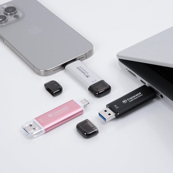 Портативний SSD Transcend 2TB USB 3.1 Gen 2 Type-A + Type-C ESD310 Чорний