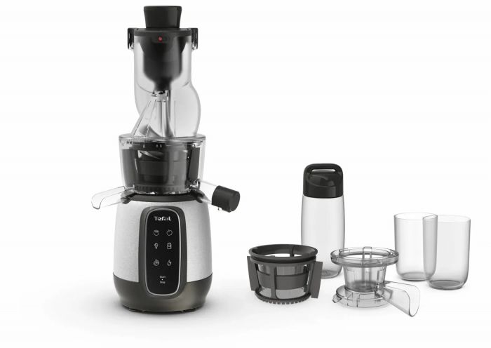 Соковитискач Tefal Ultra Juice шнековий 200Вт, чаша-6л, жмих-0.8л, пластик, сріблясто-чорний